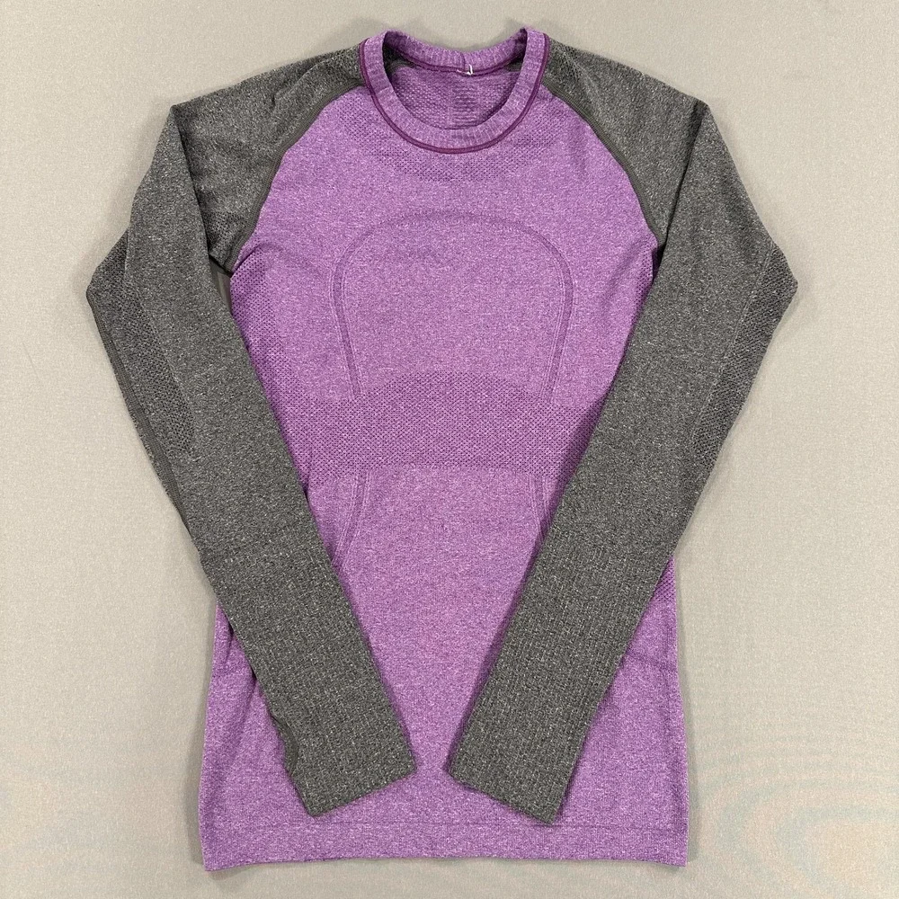 Lululemon Shirt Womens 4 Purple Gray Swiftly Tech Long Sleeve Athletic Thumbhole
